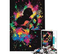 Puzzle per adulti da 1000 pezzi con chitarrista tra gli schizzi di vernice Puzzle per adolescenti giochi rilassanti divertenti e spiritosi ideali come regalo di compleanno o per occasioni speciali