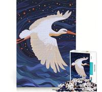 Puzzle per adulti da 1000 pezzi con cicogna bianca che plana in un cielo stellato giochi per famiglie interazione genitore-figlio regalo per amici e parenti 38x26cm