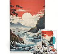 Puzzle per adulti da 1000 pezzi con cielo rosso e mare mosso decorazione da parete compleanni e altre occasioni 50x75cm