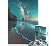 Puzzle per adulti da 1000 pezzi con cielo stellato scogliere costiere giocattoli fai da te ottimo regalo giochi rilassanti con poster abbinato e foglio di quiz dimensioni 50x75cm