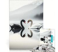 Puzzle per adulti da 1000 pezzi con cigni bianchi e neri, giocattolo educativo, taglio di precisione, per rafforzare il legame di coppia 50x75cm