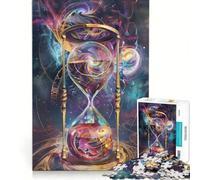 Puzzle per adulti da 1000 pezzi con clessidra e scritta "Tempo in piedi", gioco pratico, ideale per passare il tempo durante le vacanze, con poster e foglio di curiosità abbinati 38x52cm