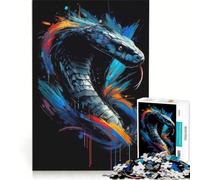 Puzzle per adulti da 1000 pezzi con cobra astratto e dai colori vivaci, gioco pratico, ideale per passare il tempo durante le vacanze a casa e per rafforzare l'amore di coppia 38x52cm