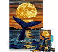 Puzzle per adulti da 1000 pezzi con coda di balena blu e vetrata artistica a incastro perfetto,gioco per la concentrazione, momenti di relax o per un compleanno 50x75cm