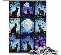 Puzzle per adulti da 1000 pezzi con collage di gatti neri, puzzle per adulti da 1000 pezzi per adolescenti, giochi educativi per famiglie, regalo per la decorazione della casa (dimensioni 26x38cm)