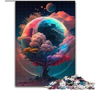 Puzzle per adulti da 1000 pezzi con colori di pianeti e alberi,in legno come decorazione fai da te o regalo di compleanno,50x75cm,divertente e creativo per tutta la famiglia