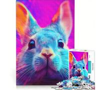 Puzzle per adulti da 1000 pezzi con coniglietto, nero fluorescente UV, gioco per famiglie, migliora la memoria, adatto come decorazione da scrivania, 50x75cm