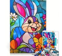 Puzzle per adulti da 1000 pezzi con coniglietto pasquale in vetro colorato gioco pratico analisi e logica regalo per amici e familiari 38x26cm