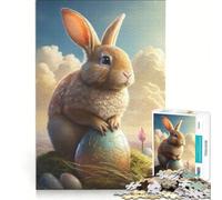 Puzzle per adulti da 1000 pezzi con coniglietto pasquale X, decorazione da parete, perfetto per arredare la casa, con poster e foglio di curiosità abbinati 38x26cm
