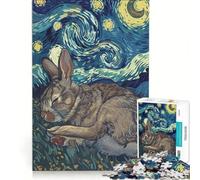 Puzzle per adulti da 1000 pezzi con coniglio addormentato e cielo stellato ideale per giochi in famiglia e decorazioni murali con pezzi a incastro di forma casuale 38x52cm