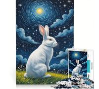 Puzzle per adulti da 1000 pezzi con coniglio bianco e cielo stellato giochi per famiglie interazione genitore-figlio regalo per amici e parenti 50x75cm