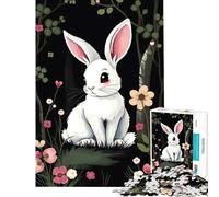 Puzzle per adulti da 1000 pezzi con coniglio bianco nella foresta gioco educativo sfida relax un'opera d'arte regalo per donne e uomini (dimensioni 50x75cm)