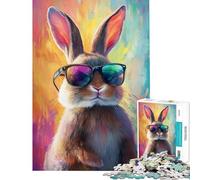 Puzzle per adulti da 1000 pezzi con coniglio tra gli occhiali da sole ideale per adolescenti perfetto per passare il tempo durante le vacanze come regalo di compleanno o di Natale 38x52cm