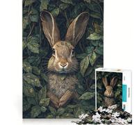 Puzzle per adulti da 1000 pezzi con coniglio tra le foglie gioco rompicapo difficile compleanno e Natale 38x52cm