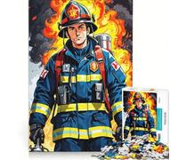 Puzzle per adulti da 1000 pezzi con coraggiosi pompieri in azione, antistress, difficile e stimolante, bellissimo gioco dal design 38x52cm