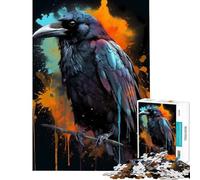 Puzzle per adulti da 1000 pezzi con corvo colorato e gocce Divertimento a casa decorazione artistica per la casa giochi educativi per maggiori di 14 anni 38x26cm