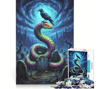 Puzzle per adulti da 1000 pezzi con corvo e serpente in un cimitero giocattolo fai-da-te interazione genitore-figlio compleanno e Natale 38x52cm
