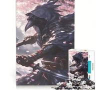 Puzzle per adulti da 1000 pezzi con corvo samurai e guerrieri tra i fiori di ciliegio Giochi rilassanti e divertenti da fare a casa con poster e foglio di curiosità abbinati 50x75cm