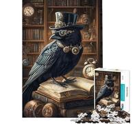 Puzzle per adulti da 1000 pezzi con corvo steampunk e bibliotecario ideale per passare il tempo in casa per compleanni Natale 38x52cm