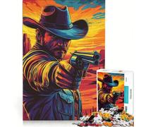 Puzzle per adulti da 1000 pezzi con cowboy e revolver, gioco educativo, rilassante e stimolante, ideale come regalo di compleanno o per occasioni speciali 38x26cm