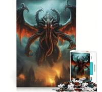 Puzzle per adulti da 1000 pezzi con Cthulhu in volo sulla città, gioco rilassante, allena la mente e la mano, compleanno e Natale 38x52cm