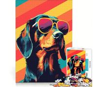 Puzzle per adulti da 1000 pezzi con cucciolo alla moda con occhiali da sole, gioco educativo, taglio di precisione, collezione d'artista, belle arti 38x52cm