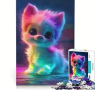 Puzzle per adulti da 1000 pezzi con cucciolo arcobaleno neon giochi rilassanti ideale per passare il tempo durante le vacanze un regalo perfetto per gli appassionati di videogiochi 50x75cm
