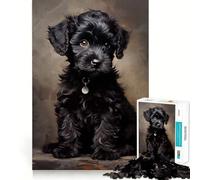 Puzzle per adulti da 1000 pezzi con cucciolo di barboncino nero,gioco di precisione,divertente e stimolante,ideale per momenti di relax e svago,perfetto per il periodo natalizio 50x75cm