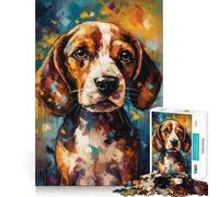 Puzzle per adulti da 1000 pezzi con cucciolo di beagle,bordo premium,puzzle logico,gioco per il tempo libero,divertimento,decorazione natalizia (38x26cm)