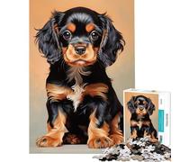 Puzzle per adulti da 1000 pezzi con cucciolo di Cavalier King Charles Spaniel nero e marrone Gioco educativo giocattolo didattico ottimo regalo e giocattolo per tutta la famiglia (dimensioni 50x75cm)