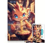 Puzzle per adulti da 1000 pezzi con cucciolo di drago,ramen giapponese,bordi perfetti,divertente gioco per allenare la mente,momento di relax e divertimento,scena natalizia (38x26cm)