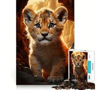 Puzzle per adulti da 1000 pezzi con cucciolo di leone,ritaglio preciso,attività cerebrale divertente e rilassante,decorazione natalizia per la casa (38x52cm)
