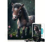 Puzzle per adulti da 1000 pezzi con cucciolo di puledro,bordo perfetto,divertente gioco per allenare la mente,momento di relax e divertimento,scena natalizia (38x52cm)