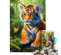 Puzzle per adulti da 1000 pezzi con cucciolo di tigre e farfalla difficile e stimolante regalo per donne giocattolo decorativo da parete per maggiori di 14 anni (50x75cm)