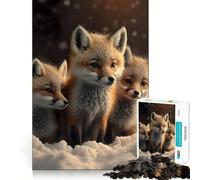 Puzzle per adulti da 1000 pezzi con cucciolo di volpe nella neve,taglio liscio,disegno artistico,gioco di allenamento mentale,divertimento per il tempo libero,regalo di compleanno (50x75cm)