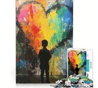 Puzzle per adulti da 1000 pezzi con cuore graffiti e street art gioco per famiglie antistress compleanno e Natale 38x26cm