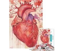 Puzzle per adulti da 1000 pezzi con cuore umano ad acquerello giocattolo fai da te per adulti decorazione da parete compleanno e Natale (dimensioni 38x26cm)