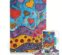 Puzzle per adulti da 1000 pezzi con cuori astratti giocattolo fai-da-te gara di velocità manuale con pezzi di forma casuale completamente ad incastro 38x26cm