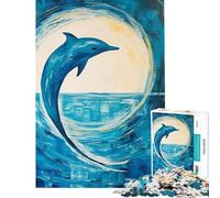 Puzzle per adulti da 1000 pezzi con delfini astratti e tema marino Gioco interattivo che crea dipendenza ideale per coltivare la pazienza perfetto come regalo di Babbo Natale segreto o per passare