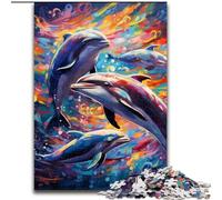 Puzzle per adulti da 1000 pezzi con delfini colorati, gioco rompicapo per adolescenti, regalo perfetto per una serata di giochi in famiglia (dimensioni: 50x75cm)