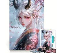 Puzzle per adulti da 1000 pezzi con demonessa in fiore di ciliegio Gioco divertente e stimolante per risolvere problemi,ideale per il tempo libero e come regalo di compleanno (38x26cm)