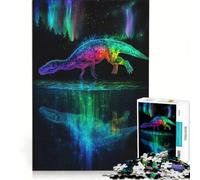 Puzzle per adulti da 1000 pezzi con dinosauri e aurora boreale giocattolo decorativo da parete divertente e spiritoso compleanno e Natale 38x52cm