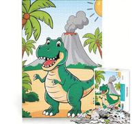 Puzzle per adulti da 1000 pezzi con dinosauri e vulcano in stile cartone animato, gioco rompicapo, per divertimento in famiglia, da aggiungere alla lista dei desideri con Babbo Natale 50x75cm