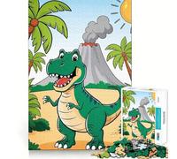 Puzzle per adulti da 1000 pezzi con dinosauri e vulcano in stile cartone animato,taglio preciso,gioco cognitivo,rilassante,decorazione natalizia da parete (38x52cm)