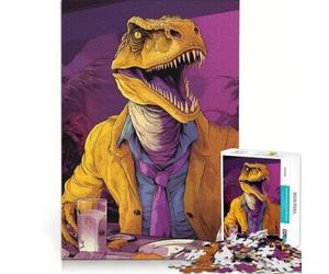 Puzzle per adulti da 1000 pezzi con dinosauri, ideale per il dopolavoro, giochi rilassanti, difficoltà elevata, perfetto come elemento della lista dei desideri con Babbo Natale 50x75cm