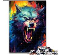 Puzzle per adulti da 1000 pezzi con dipinti di lupi colorati Puzzle in cartone, perfetti per adolescenti e collezionisti, ideali come decorazione per la casa e regalo da viaggio 1000 pezzi(26x38cm)
