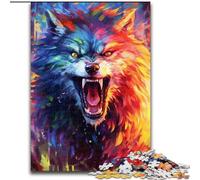 Puzzle per adulti da 1000 pezzi con dipinti di lupi colorati Puzzle in cartone, perfetti per adolescenti e collezionisti, ideali come decorazione per la casa e regalo da viaggio 1000 pezzi(26x38cm)