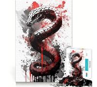 Puzzle per adulti da 1000 pezzi con dipinto a inchiostro Black Mamba,intagli precisi,divertimento rompicapo,gioco rilassante,decorazione natalizia da parete 38x26cm