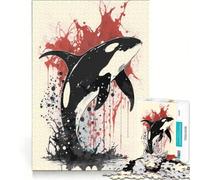 Puzzle per adulti da 1000 pezzi con dipinto a inchiostro raffigurante un'orca assassina gioco rilassante antistress intellettuale regalo di compleanno regalo di viaggio 38x52cm