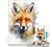 Puzzle per adulti da 1000 pezzi con dipinto ad acquerello di una volpe, gioco divertente, gara di velocità manuale, collezione d'artista, belle arti 38x52cm